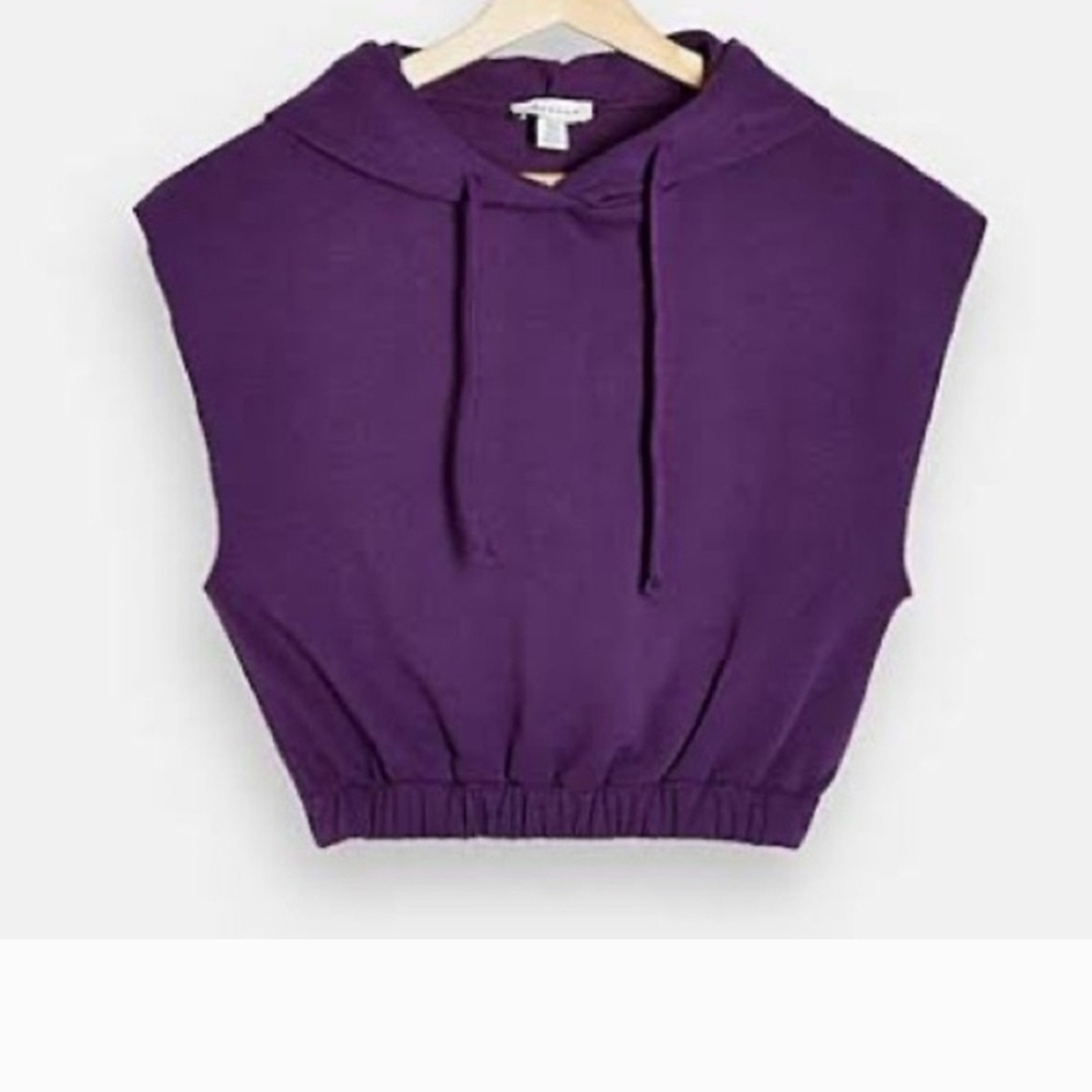 Topshop Purple Cropped Hoodie